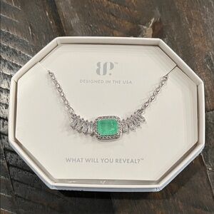 Pale Dreams On The Horizon lab created Mint Green Tourmaline on Rhodium Plating